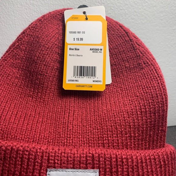 NWT Carhartt Cherry Red Ribbed Beanie - Picture 2 of 5